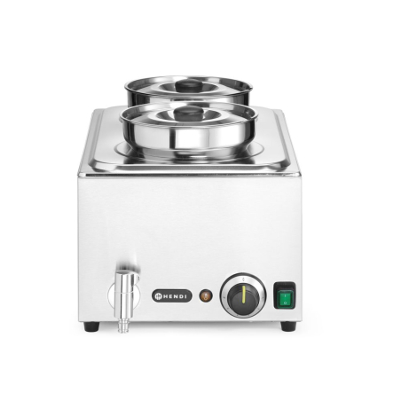 Set Bain-marie professionnel 8L avec 2 bacs ronds 4L, Acier Inoxydable - Hendi