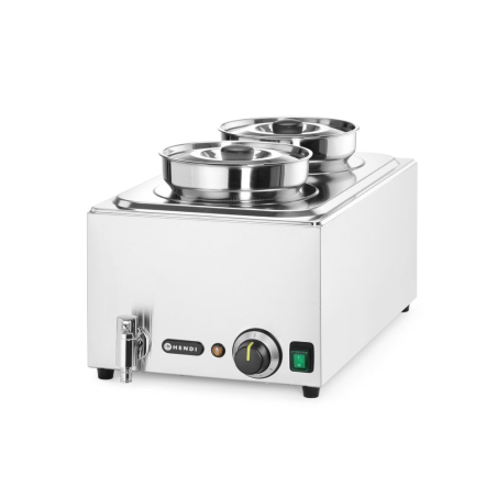 Set Bain-marie professionnel 8L avec 2 bacs ronds 4L, Acier Inoxydable - Hendi