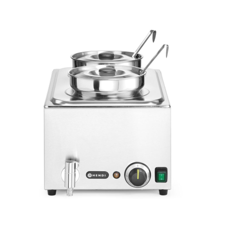 Set Bain-marie professionnel 8L avec 2 bacs ronds 4L, Acier Inoxydable - Hendi
