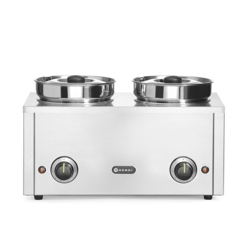Bain-marie professionnel 8L double, 2x4L, 400W, en acier inoxydable - Hendi