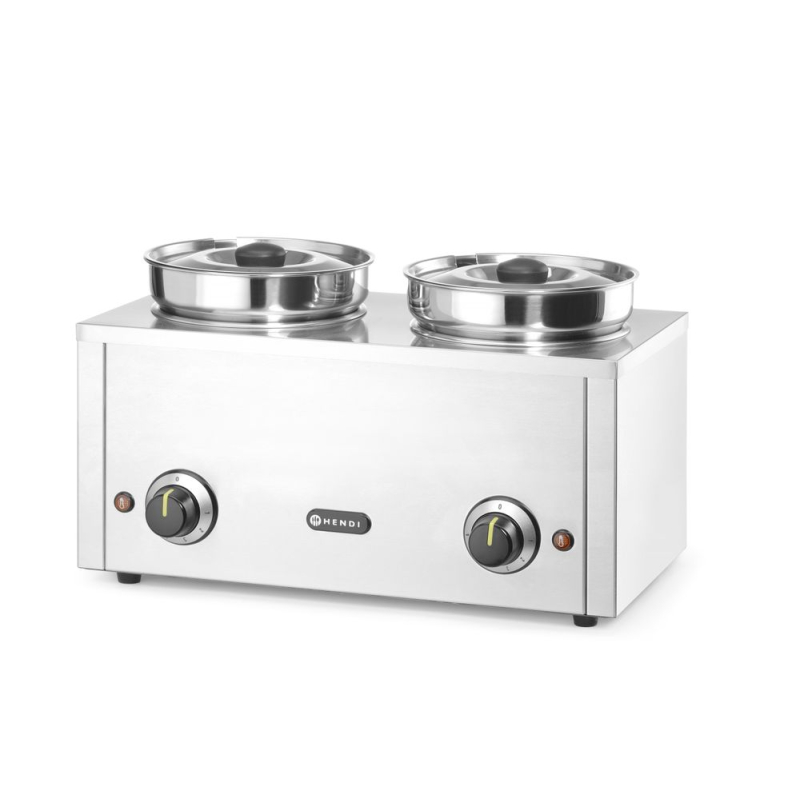 Bain-marie professionnel 8L double, 2x4L, 400W, en acier inoxydable - Hendi