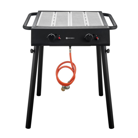 Barbecue Gril &agrave; Gaz Noir Xantos, 9.5kW, Professionnel - Hendi