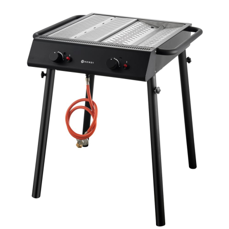 Barbecue Gril &agrave; Gaz Noir Xantos, 9.5kW, Professionnel - Hendi