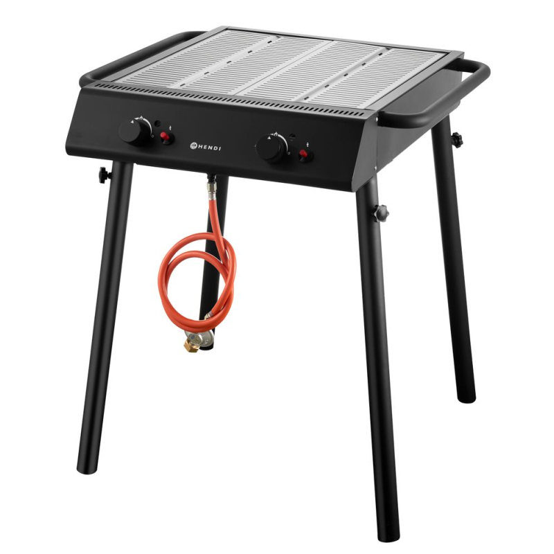 Barbecue Gril &agrave; Gaz Noir Xantos, 9.5kW, Professionnel - Hendi