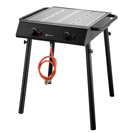 Barbecue Gril &agrave; Gaz Noir Xantos, 9.5kW, Professionnel - Hendi