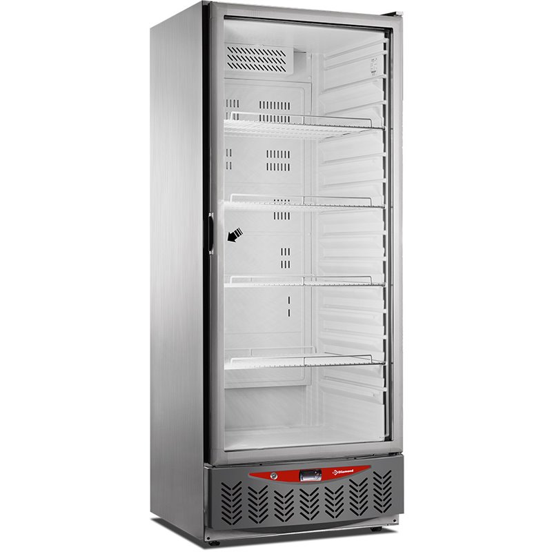 Frigo ventil&eacute;, 525 litres, vitr&eacute;e, GN2/1+600x400, acier inox - Diamond - PFV55/X-R6G