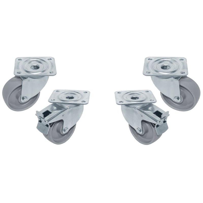 Kit 4 roues &Oslash;100 pivotantes armoires, 2 avec freins  - Diamond - RAG4-RE