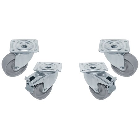 Kit 4 roues &Oslash;100 pivotantes armoires, 2 avec freins  - Diamond - RAG4-RE
