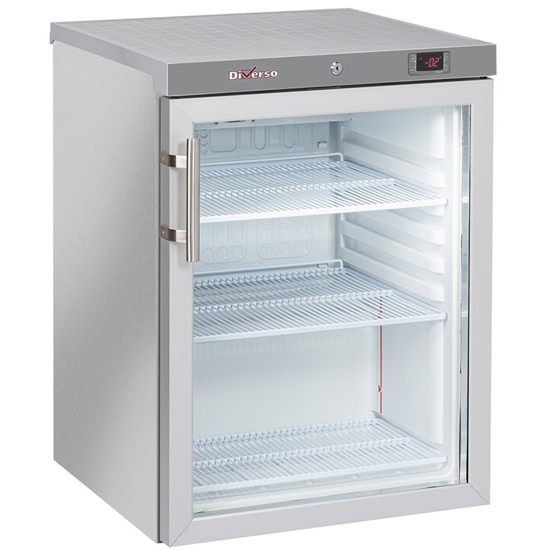 Frigo ventil&eacute;, porte vitr&eacute;e, 200 Lit. acier inox - Diamond - WR-PG21-XG