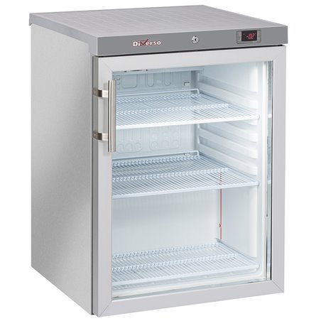 Frigo ventil&eacute;, porte vitr&eacute;e, 200 Lit. acier inox - Diamond - WR-PG21-XG