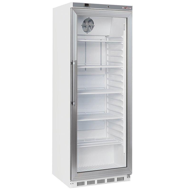 Armoire frigorifique, porte vitr&eacute;e, ventil&eacute;e, 400 Litres - blanc - Diamond - WR-PG41-LG