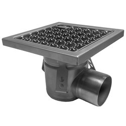 Caniveau de sol inox 400x400, sortie lat&eacute;rale - Diamond - GS44-N