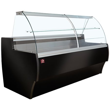 Comptoir vitrine r&eacute;frig&eacute;r&eacute; &agrave; vitre bomb&eacute;e, ventil&eacute;, avec r&eacute;serve - NOIR - Diamond - MA15/B5-R2V