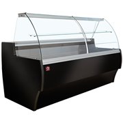 Comptoir vitrine r&eacute;frig&eacute;r&eacute; &agrave; vitre bomb&eacute;e, ventil&eacute;, avec r&eacute;serve - NOIR - Diamond - MA20/B5-R2V
