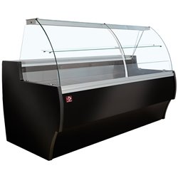 Comptoir vitrine r&eacute;frig&eacute;r&eacute; &agrave; vitre bomb&eacute;e, ventil&eacute;, avec r&eacute;serve - NOIR - Diamond - MA30/B5-R2V