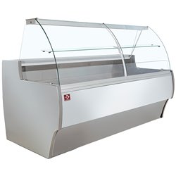 Comptoir vitrine r&eacute;frig&eacute;r&eacute; &agrave; vitre bomb&eacute;e, ventil&eacute;, avec r&eacute;serve - GRIS/BLANC - Diamond - MA30/E8-R2V