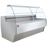 Comptoir vitrine r&eacute;frig&eacute;r&eacute; &agrave; vitre bomb&eacute;e, ventil&eacute;, avec r&eacute;serve - GRIS/BLANC - Diamond - MA30/E8-R2V