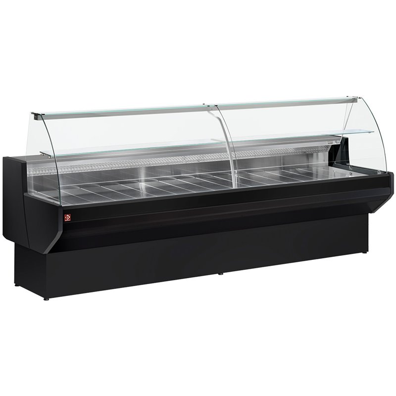 Comptoir vitrine r&eacute;frig&eacute;r&eacute; &agrave; vitre bomb&eacute;e, avec r&eacute;serve - NOIR - Diamond - ML20/B5-R2