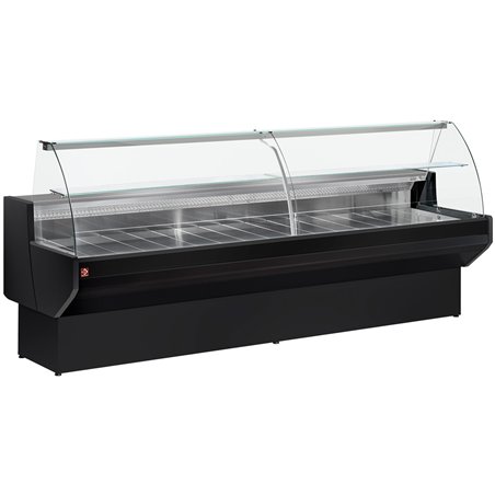 Comptoir vitrine r&eacute;frig&eacute;r&eacute; &agrave; vitre bomb&eacute;e, avec r&eacute;serve - NOIR - Diamond - ML20/B5-R2