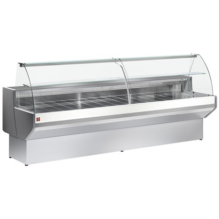 Comptoir vitrine r&eacute;frig&eacute;r&eacute; &agrave; vitre bomb&eacute;e, avec r&eacute;serve - GRIS/BLANC - Diamond - ML30/E8-R2