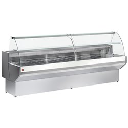 Comptoir vitrine r&eacute;frig&eacute;r&eacute; &agrave; vitre bomb&eacute;e, ventil&eacute;, avec r&eacute;serve - GRIS/BLANC - Diamond - ML30/E8-VV/R2