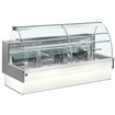 Comptoir vitrine r&eacute;frig&eacute;r&eacute;, statique, chargement &agrave; tiroirs, vitre courbe, sans r&eacute;serve - GRIS/BLANC - Diamond - VE14/E8-R2P