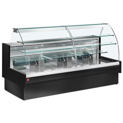 Comptoir vitrine r&eacute;frig&eacute;r&eacute;, statique, chargement &agrave; tiroirs, vitre courbe, sans r&eacute;serve - NOIR - Diamond - VE22/B5-R2P