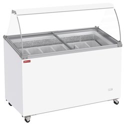 Conservateur comptoir &agrave; glaces, 381 litres, couvercles coulissants sur roulettes avec vitres bomb&eacute;es , capacit&eacute; 7 bacs  - Diamon