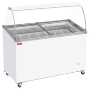 Conservateur comptoir &agrave; glaces, 381 litres, couvercles coulissants sur roulettes avec vitres bomb&eacute;es , capacit&eacute; 7 bacs  - Diamon