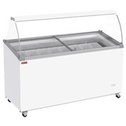 Conservateur comptoir &agrave; glaces, 467 litres, couvercles coulissants sur roulettes avec vitres bomb&eacute;es , capacit&eacute; 8 bacs  - Diamon