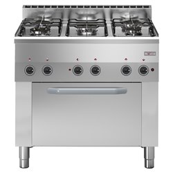 Fourneau 5 feux gaz, four &agrave; convection &eacute;lectrique 4x GN 1/1 - Diamond - WR-C5FV-65