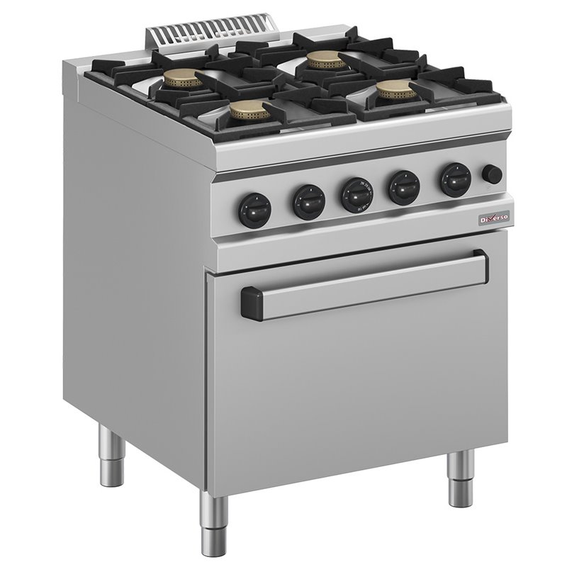 Fourneau gaz 4 feux vifs, sur four gaz GN 2/1 - Diamond - WR-G4BF-F1