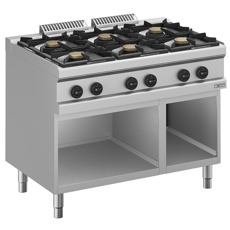 Fourneau gaz 6 feux vifs, sur armoire ouverte - Diamond - WR-G6BA-A2