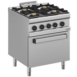Fourneau gaz 4 feux, four &eacute;lectrique &agrave; convection GN 1/1 - Diamond - WR-M4BF-M1
