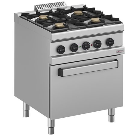 Fourneau gaz 4 feux, four &eacute;lectrique &agrave; convection GN 1/1 - Diamond - WR-M4BF-M1