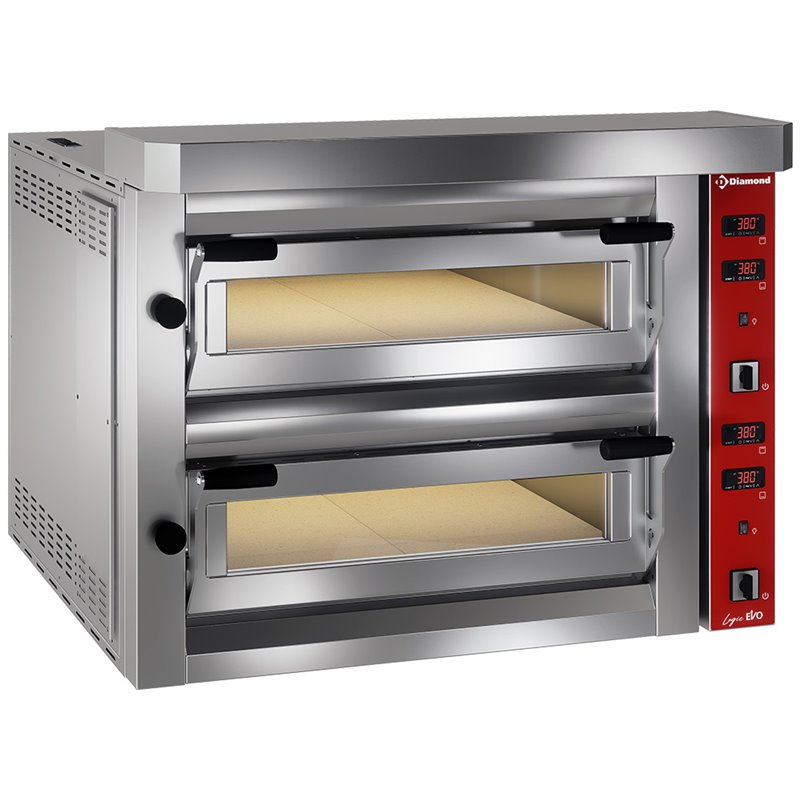 Four &eacute;lectrique &agrave; pizzas, 2x 4 pizzas 350mm - FULL pierre r&eacute;fractaire  - Diamond - LFD-08-LX