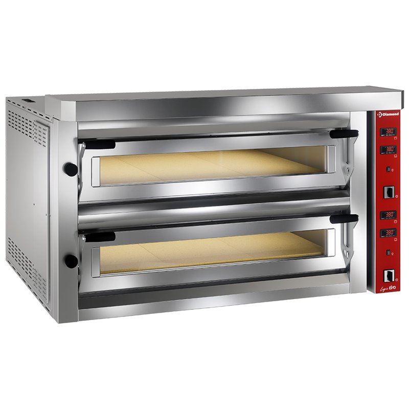 Four &eacute;lectrique &agrave; pizzas, 2x 6 pizzas 350mm - FULL pierre r&eacute;fractaire  - Diamond - LFD-12-LX