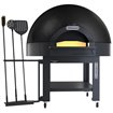 Four statique &agrave; cupole, sole fixe, 6 pizzas (&Oslash; 33) avec support sur roues - BLACK - Diamond - TIBERIO-6E