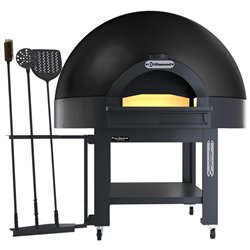 Four statique &agrave; cupole, sole fixe, 9 pizzas (&Oslash; 33) avec support sur roues - BLACK - Diamond - TIBERIO-9E