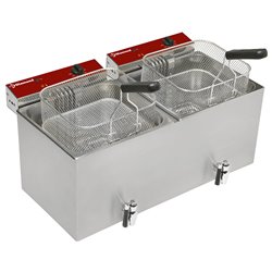 Friteuse de table &eacute;lectrique 2x 12 litres + robinet de vidange - Diamond - F12E/D2