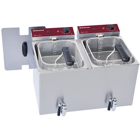 Friteuse de table &eacute;lectrique 2x 8 litres + robinet de vidange - Diamond - F8E/D2