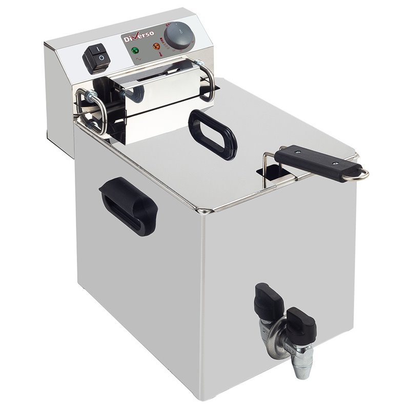 Friteuse de table &eacute;lectrique 10 litres + robinet de vidange - Diamond - WR-EF10-S1