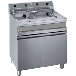 Friteuse &eacute;lectrique 2 cuves de 14 litres sur armoire - Diamond - WR-EF28-E2
