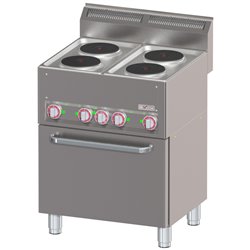 Fourneau 4 plaques &eacute;lectriques sur four &agrave; convection GN1/1  - Diamond - WR-E4CF-22