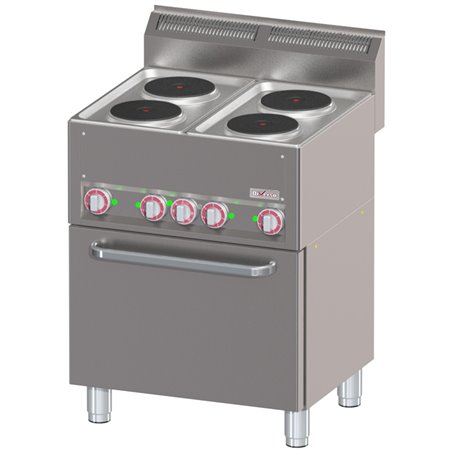 Fourneau 4 plaques &eacute;lectriques sur four &agrave; convection GN1/1  - Diamond - WR-E4CF-22