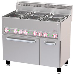 Fourneau 6 plaques &eacute;lectriques sur four &agrave; convection GN1/1 et armoire neutre - Diamond - WR-E6CF-23