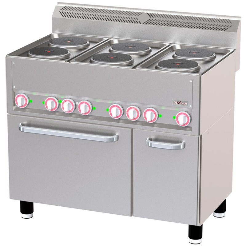 Fourneau 6 plaques &eacute;lectriques sur four &agrave; convection GN1/1 et armoire neutre - Diamond - WR-E6CF-23