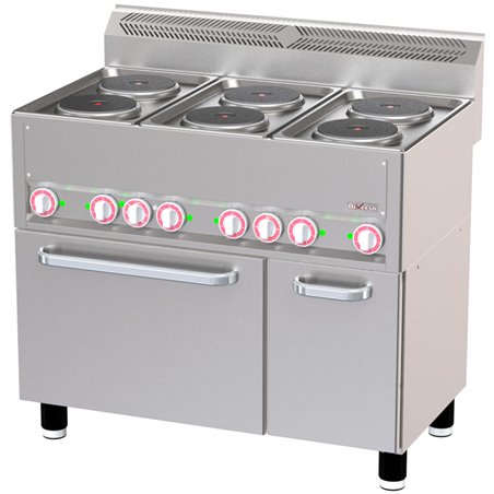 Fourneau 6 plaques &eacute;lectriques sur four &agrave; convection GN1/1 et armoire neutre - Diamond - WR-E6CF-23