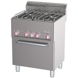 Fourneau 4 feux sur four &agrave; convection GN1/1 - Diamond - WR-G4CF-20