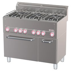 Fourneau 6 feux sur four &agrave; convection GN1/1 et armoire neutre - Diamond - WR-G6CF-21